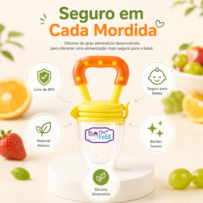 Infografia com os pontos de segurança do alimentador, realçando a atoxidade e suavidade das bordas.