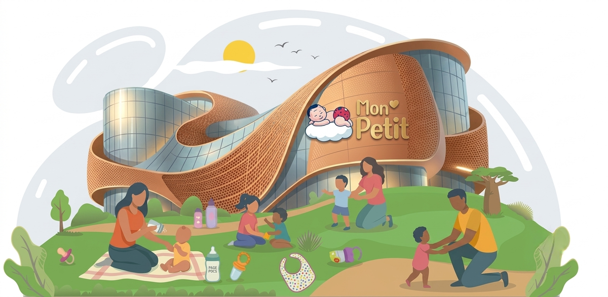 Crianças e famílias a participar em atividades ao ar livre no centro infantil Mon Petit, com educadores a cuidar e brincar com bebés e crianças num espaço seguro e moderno.