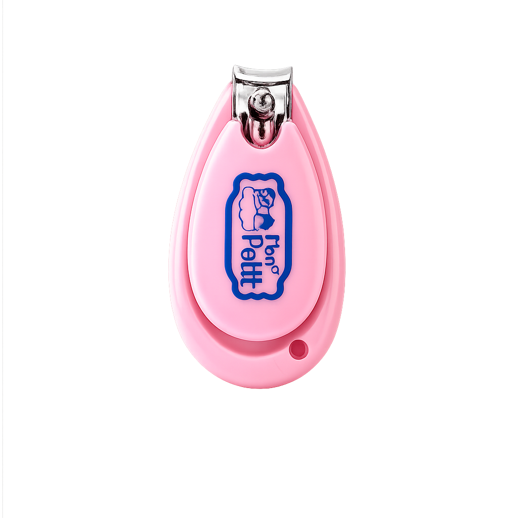 Cortador de unhas para bebé em tom rosa da marca Mon Petit, com design compacto e ergonómico.