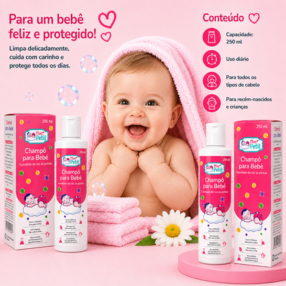 Mon Petit Champô para Bebé 250 ml para limpeza delicada, cuidado diário e protecção do cabelo do bebé