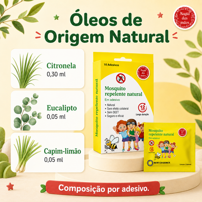 Composição dos adesivos repelentes com óleos de citronela, eucalipto e capim-limão.